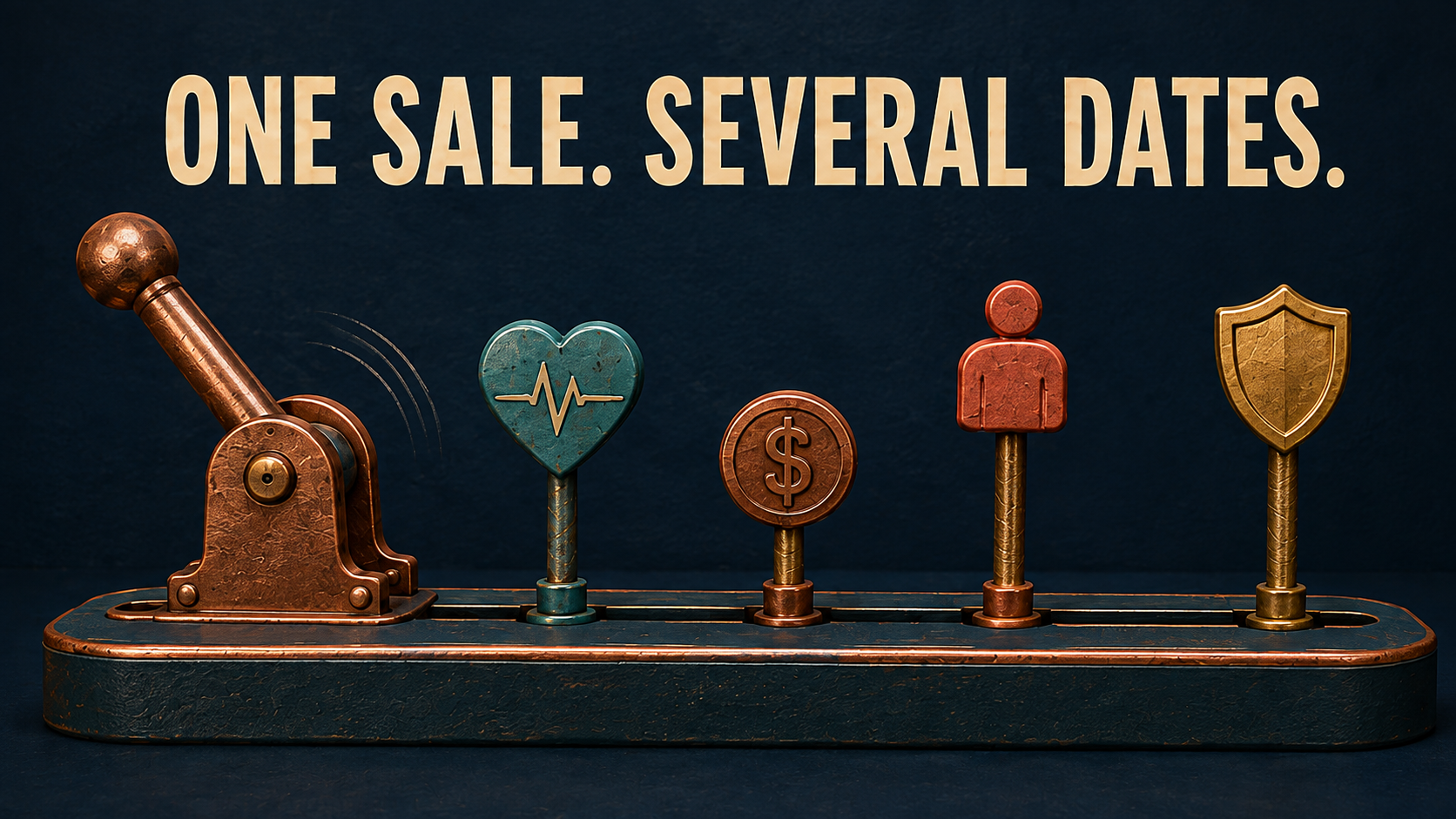 A sale lever begins a sequence of benefit dates after a business exit.