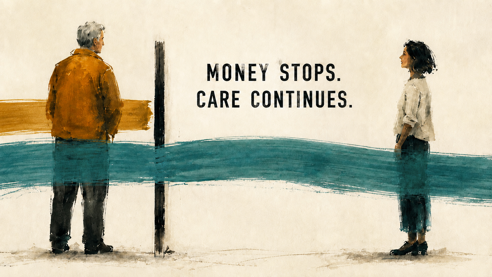Two lines showing a financial boundary and an ongoing family relationship.
