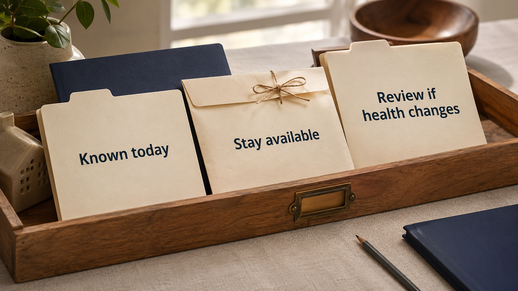 Folder and cards labeled One-time gift, Ongoing help, and What stays available.