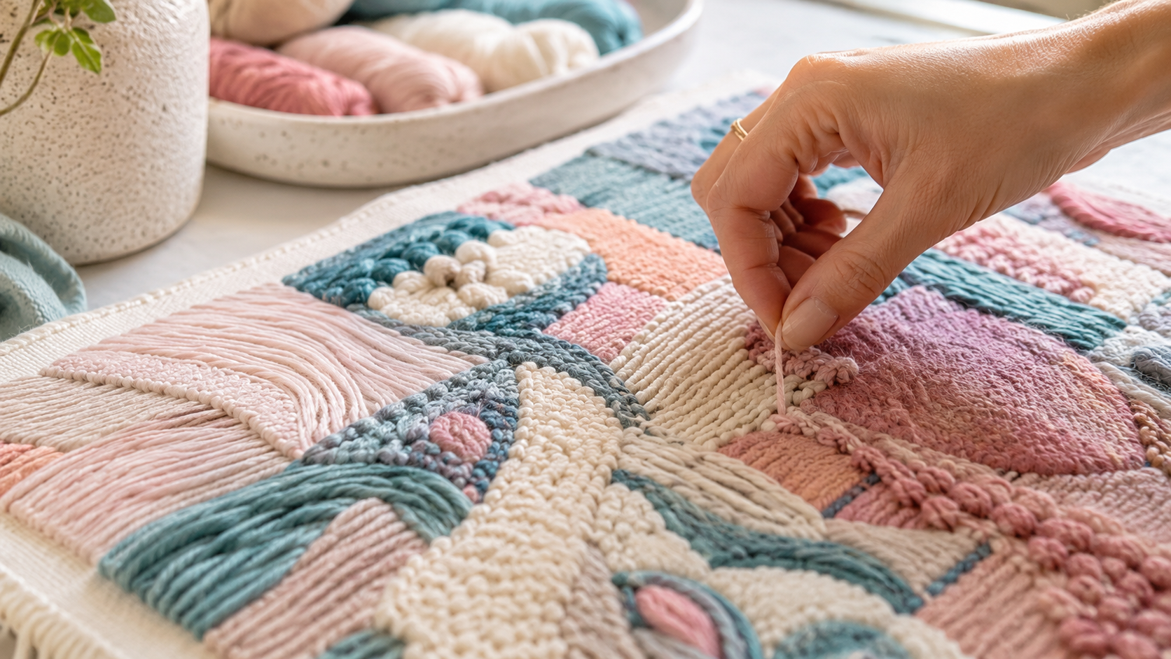Thread guided into pattern