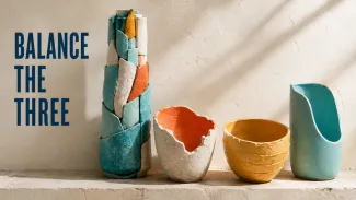 A concentrated ceramic tower stands beside three distinct vessels, representing the balance among investment risk, taxes, and financial flexibility.