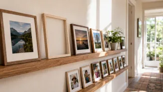 An empty frame above a continuing row of family portraits represents an inheritance passing to the intended family branch.