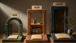Three handcrafted thresholds labeled Now, Soon, and Later represent continuity, coordinated review, and lasting estate-plan changes.