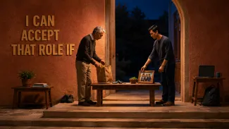 An older parent and adult child discuss a specific helping role.