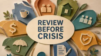 Layered symbols identify the parts of a long-term care plan that may need review.