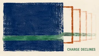 A green access channel crosses a full indigo value field while terracotta contract boundaries fade and recede over time.