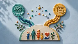 A ceramic relief shows two distinct transfer channels converging on the same family and charitable legacy.
