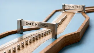 Payment markers pass through a Safe Harbor gate while continuing toward a separate Final Tax line.