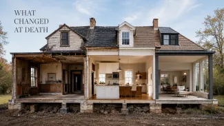 A cutaway home shows its original structure, later improvements, and present condition joined by one continuous foundation.