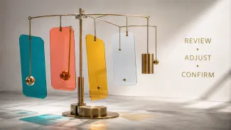 A colorful kinetic balance represents reviewing and coordinating tax withholding after a spouse dies.