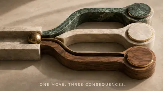 One incoming channel divides into three sculptural paths, representing how an inherited-account move affects access, taxes, and coordination.