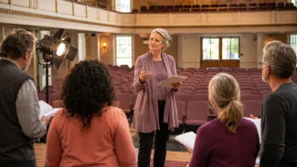 A woman directs a community theater rehearsal, illustrating how a capable decision-maker can define the support others provide.