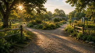 A quiet garden path curves through a community space at golden hour, suggesting the need for direction and rhythm after work ends.