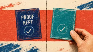 A retained proof record and a newly matched record overlap one continuous coverage field on opposite sides of a plan-period boundary.