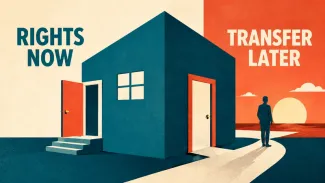 Two doors illustrate how joint ownership creates rights now while a TOD designation transfers the asset later.