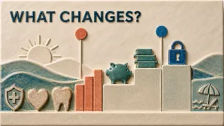 Ceramic relief representing employer benefits that change at retirement