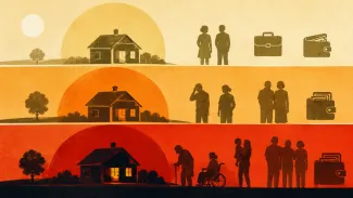 Three progressively heavier care scenarios show increasing effects on the home, caregivers, work, and the wider family.