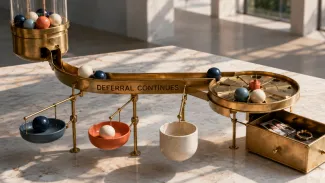 A brass kinetic system routes pension value through connected investment, withdrawal, timing, and beneficiary mechanisms.
